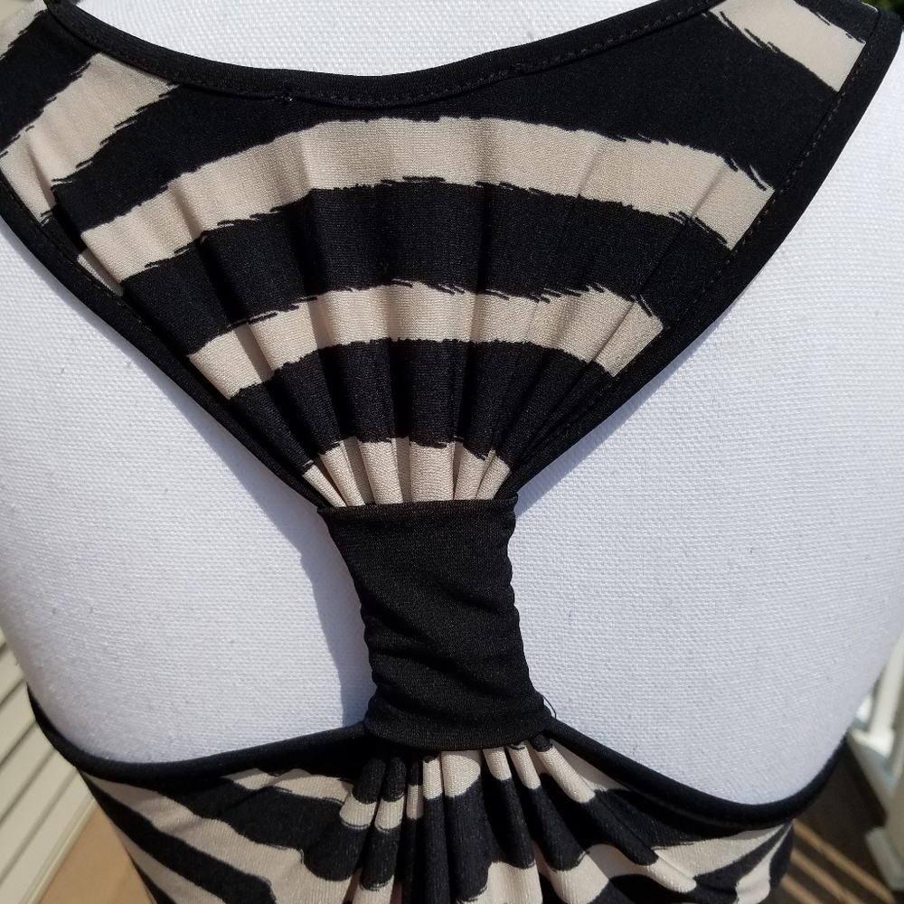 WOMEN ZEBRA STRIPED RACER BACK DRESS MEDIUM Y2k - Picture 4 of 4